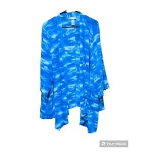 Catherines Women's 3X, 26/28W Blue,White  Cardigan/Swimsuit Cover Up,Lightweight